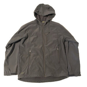 Earth-Tec Womens Grey Softshell Hooded Jacket Size Medium Fleece Lined Hiking